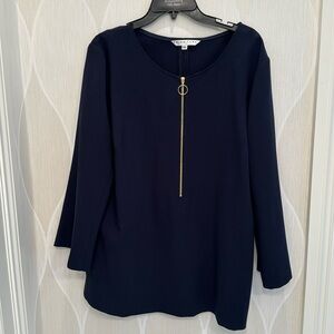 Trina Turk Navy zip shirt. Size XXL